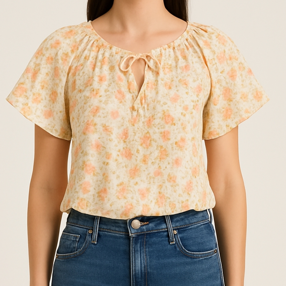 Haver + Blair Floral Flutter Sleeve Blouse – Size S (Fits M)